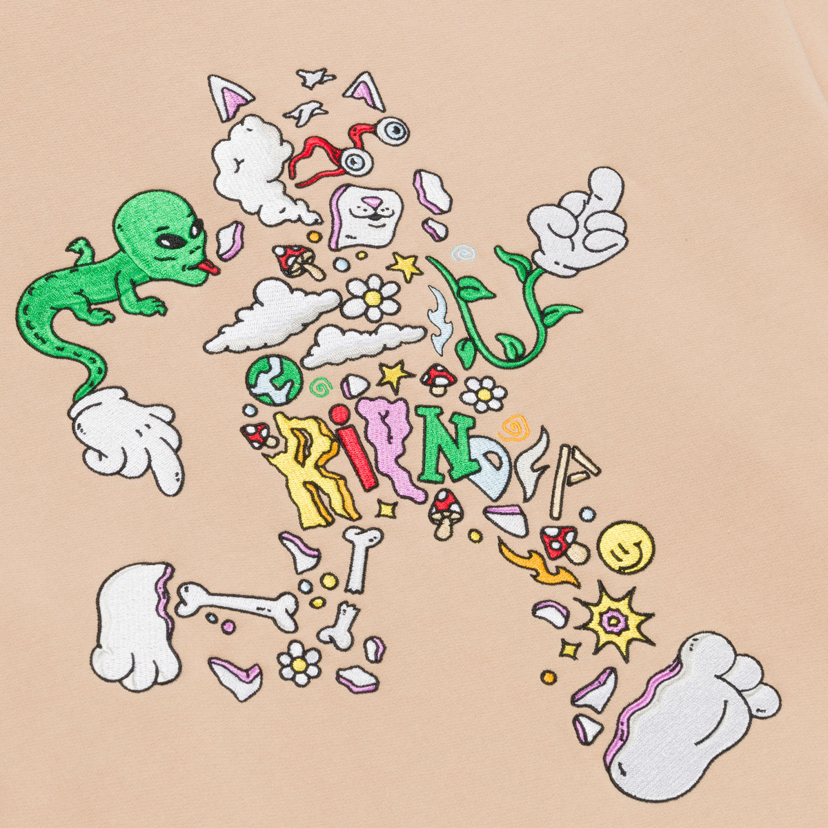 BROKEN DOWN HOODIE ( ALMOND ) - RIPNDIP