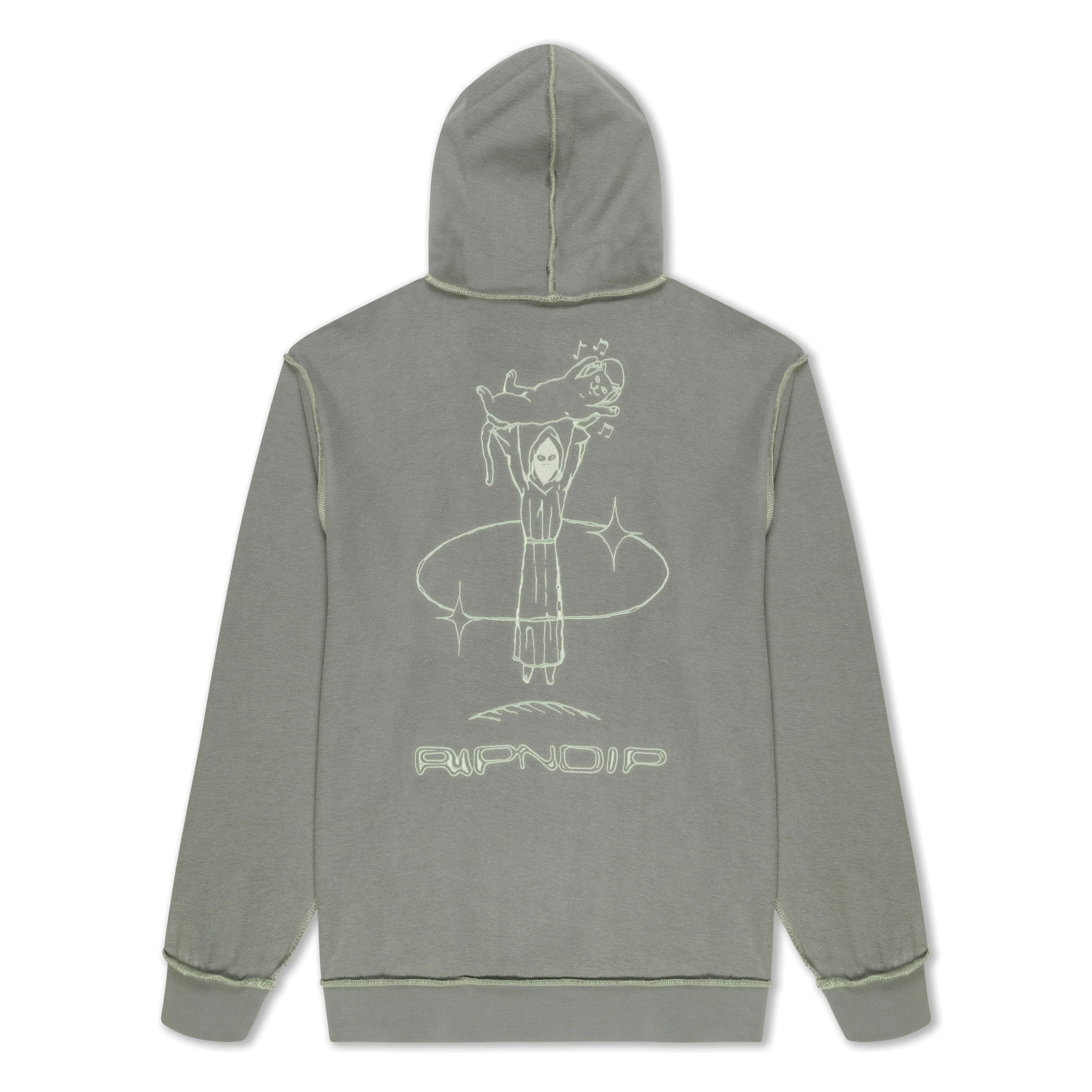 SATURN REVERSE STITCH FLEECE HOODIE ( STEEL GREY )