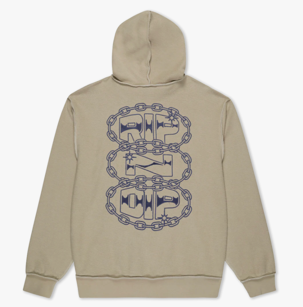 LINKED UP REVERSE STITCHED HOODIE ( KHAKI )