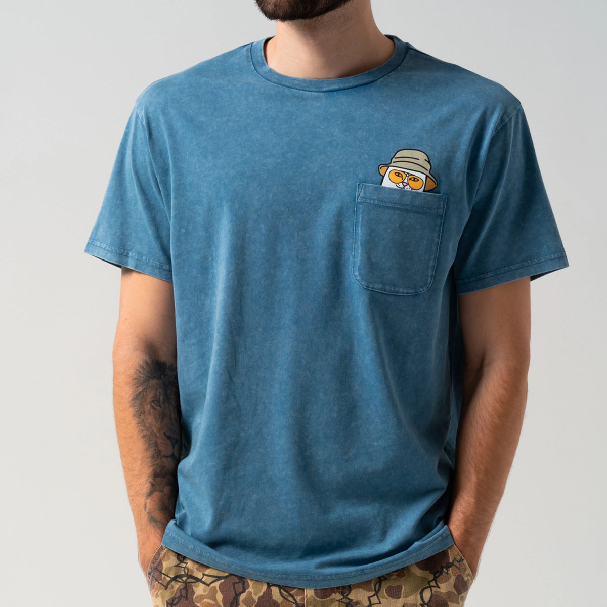 NERMAL S THOMPSON POCKET TEE ( SLATE MINERAL WASH ) - RIPNDIP