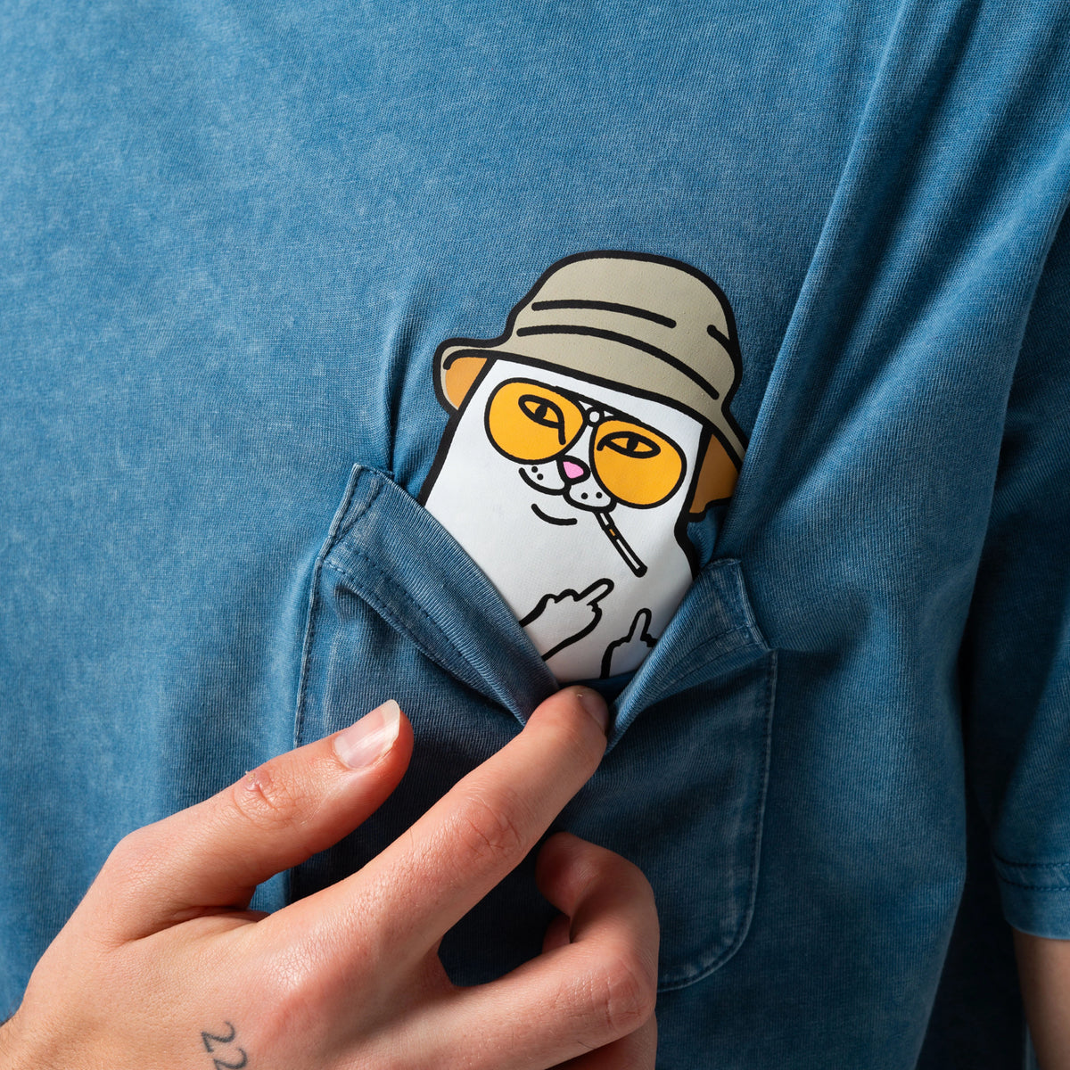 NERMAL S THOMPSON POCKET TEE ( SLATE MINERAL WASH ) - RIPNDIP