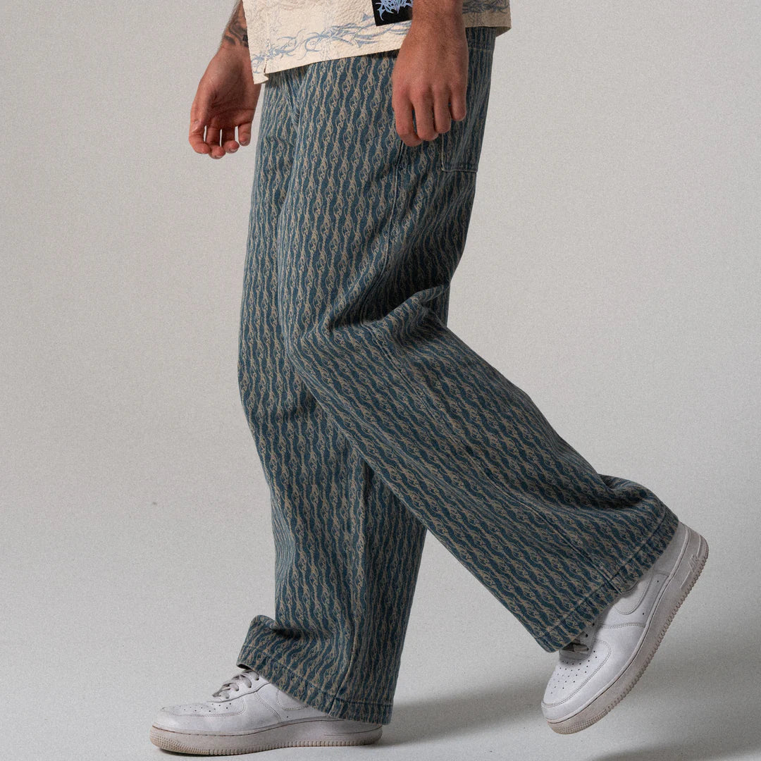 WESTERN ROADS WIDE FIT PANTS ( MEDIUM WASH )
