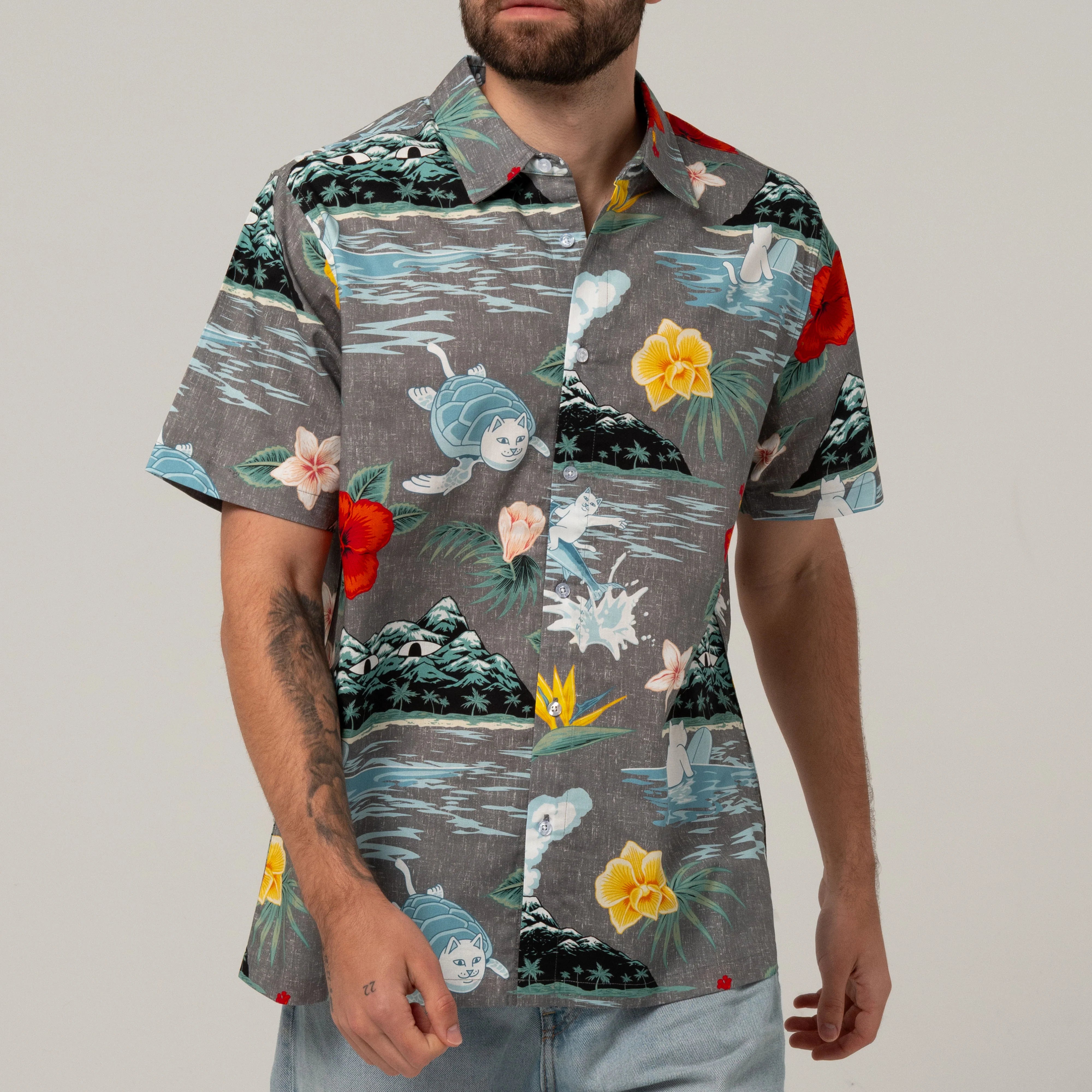 ISLANDERS BUTTON UP SHIRT ( CHARCOAL )