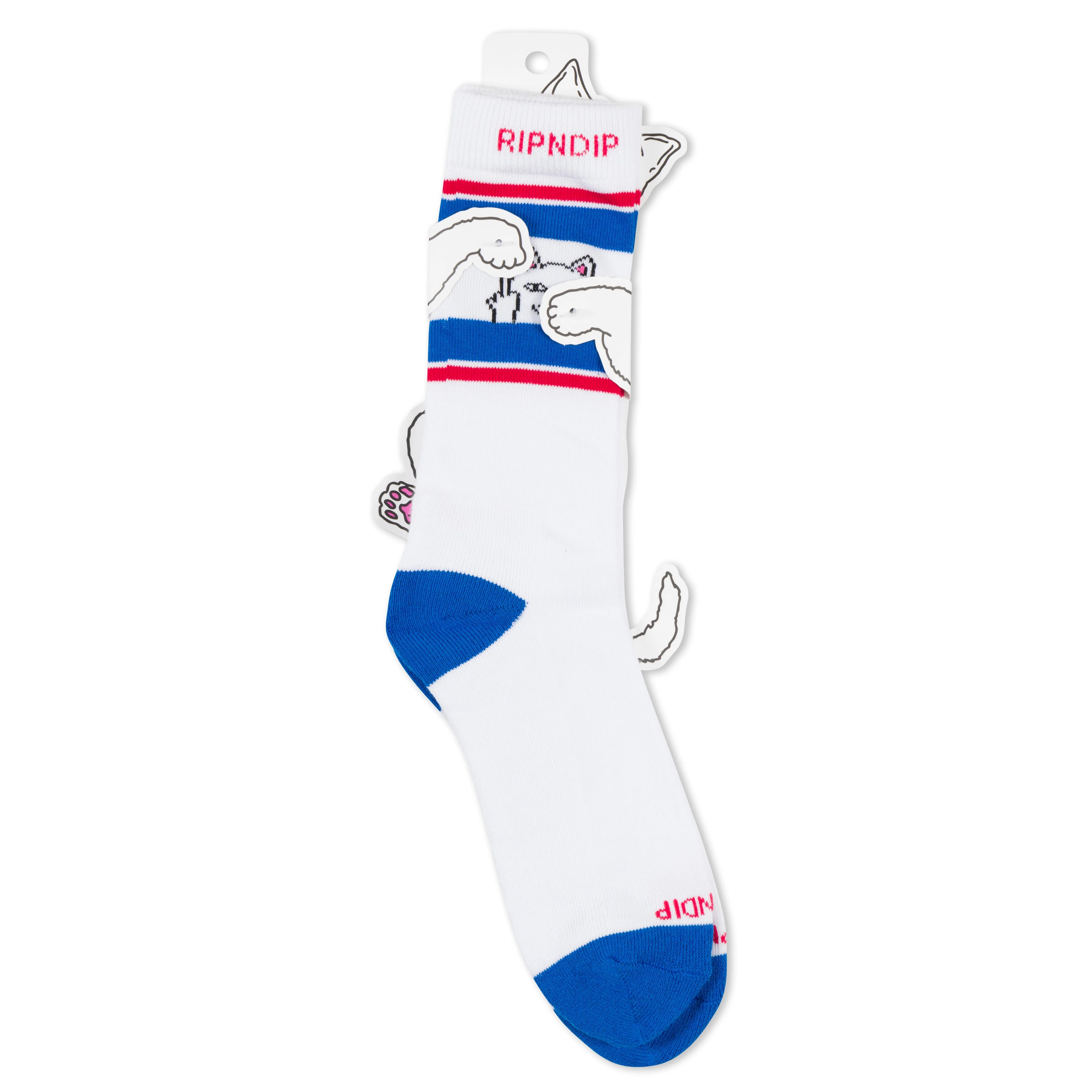 PEEKING NERMAL SOCKS ( WHITE / BLUE )