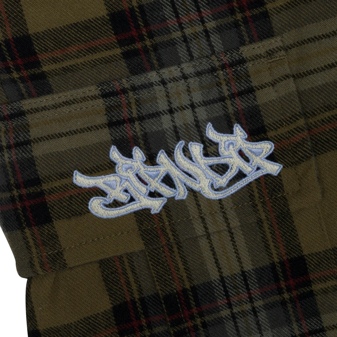 HANSEN WIDE FIT CARGO SHORTS ( OLIVE PLAID )