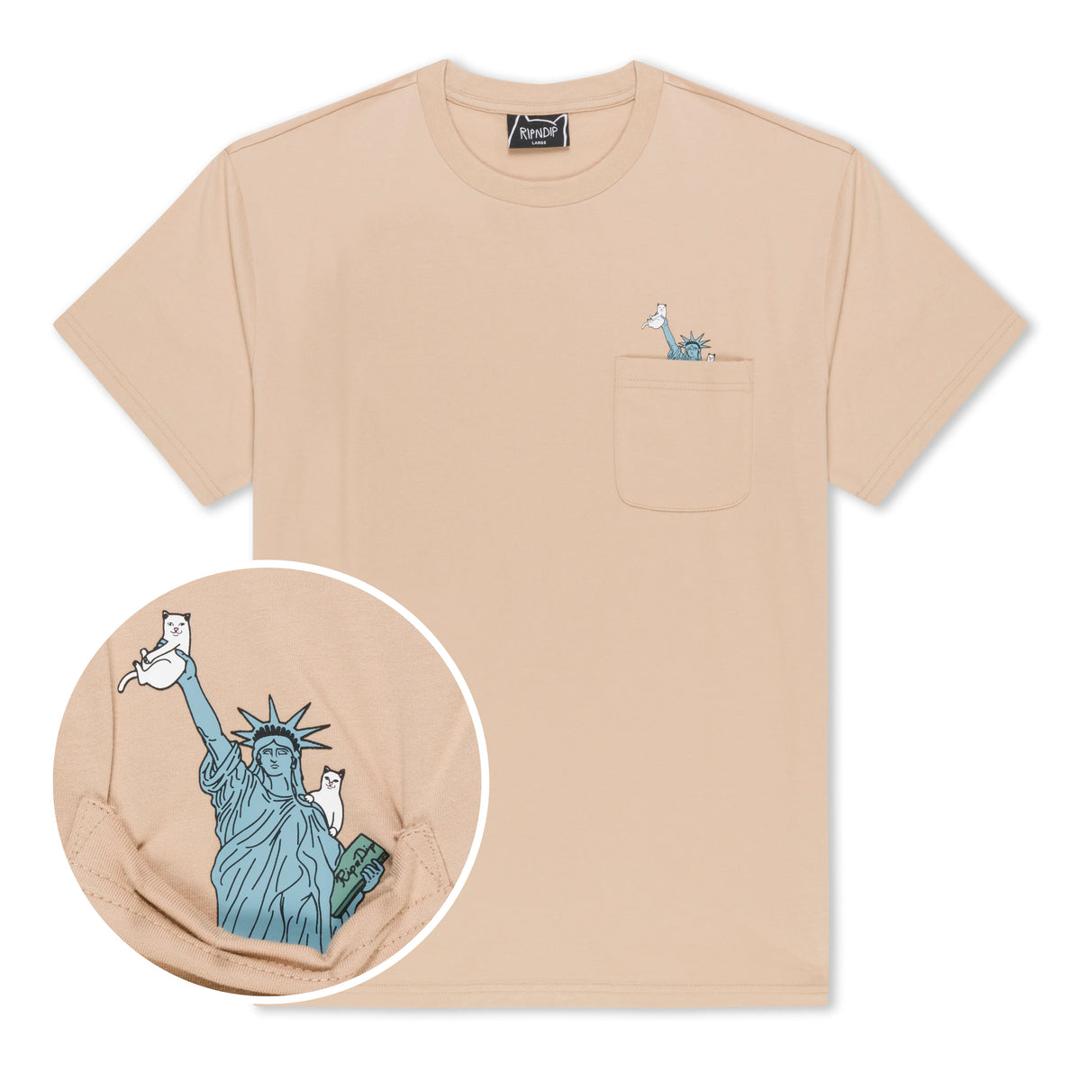 LIBERTY POCKET TEE ( ALMOND ) - RIPNDIP