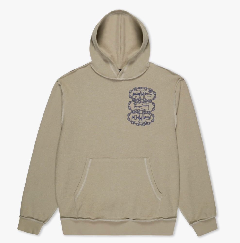 LINKED UP REVERSE STITCHED HOODIE ( KHAKI )