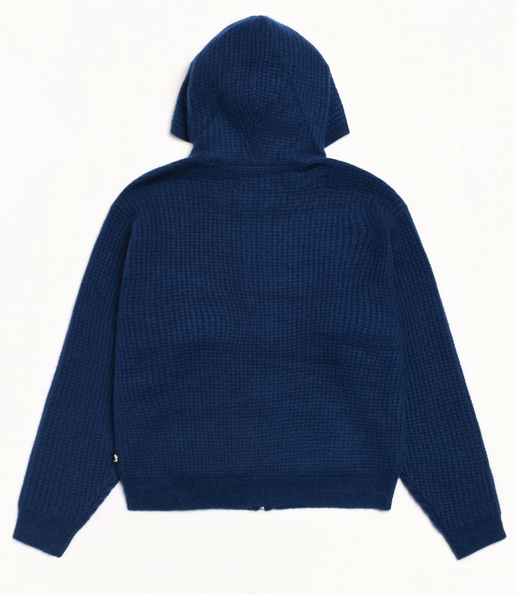 WAFFLE CASHMERE ZIP HOOD SWEATER - STUSSY