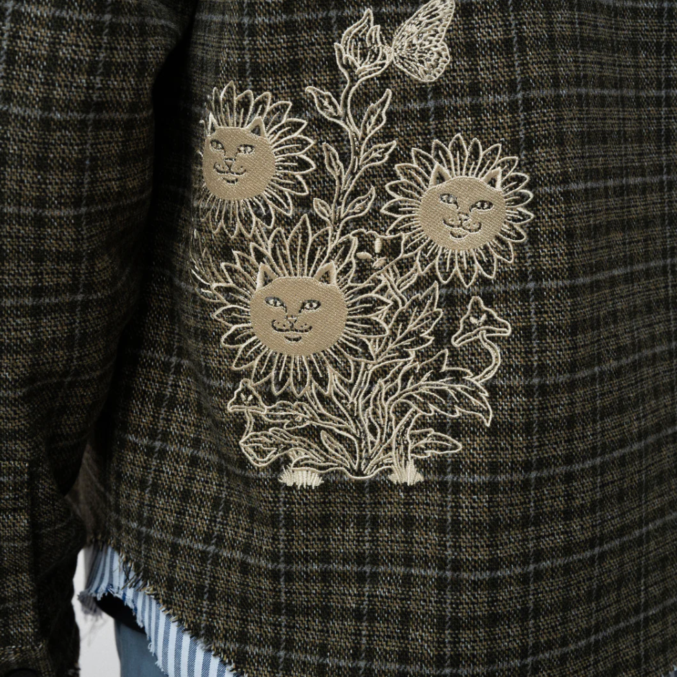 Where The Flowers Bloom Flannel Jacket (Olive)