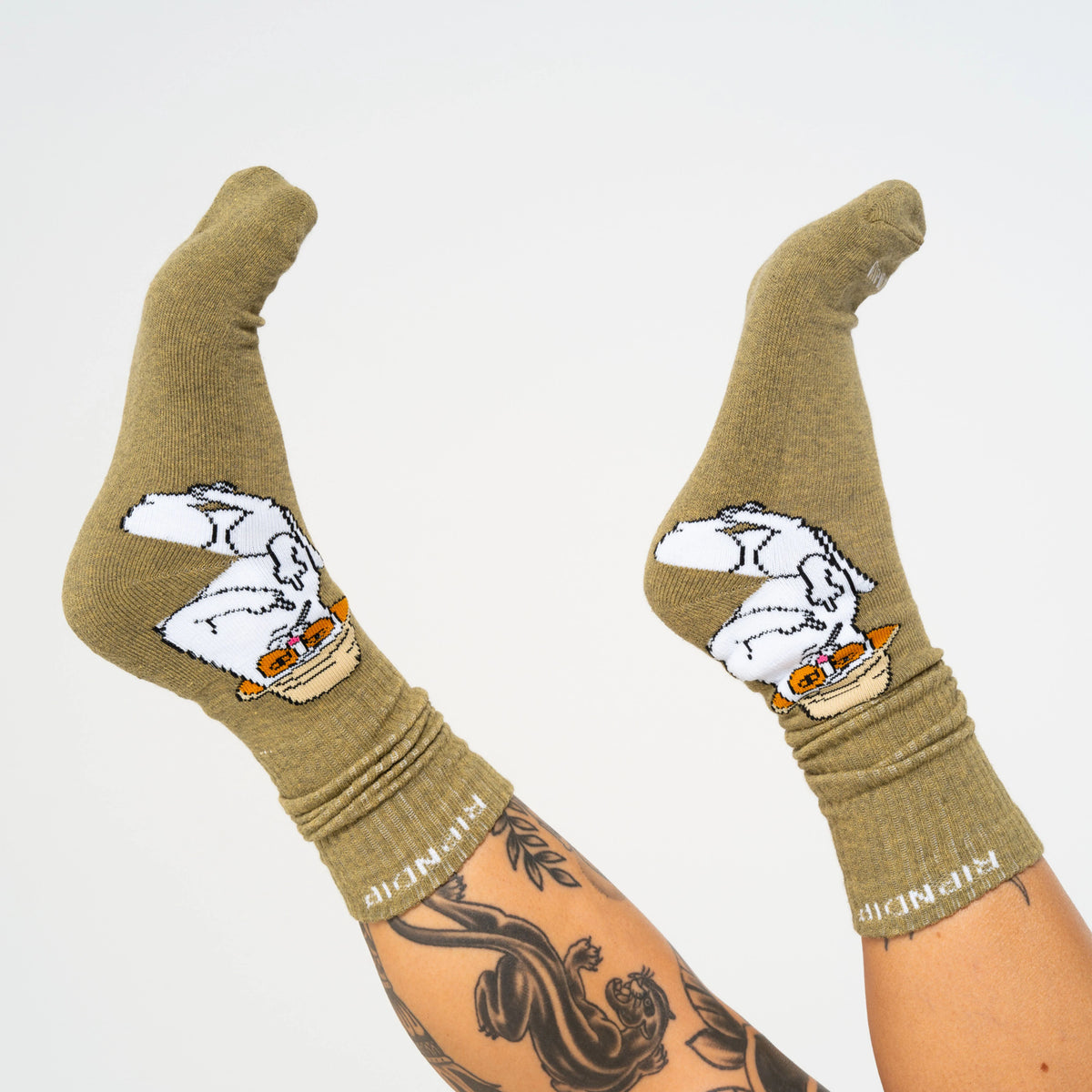 NERMAL S THOMPSON SOCKS ( HEATHER OLIVE ) - RIPNDIP