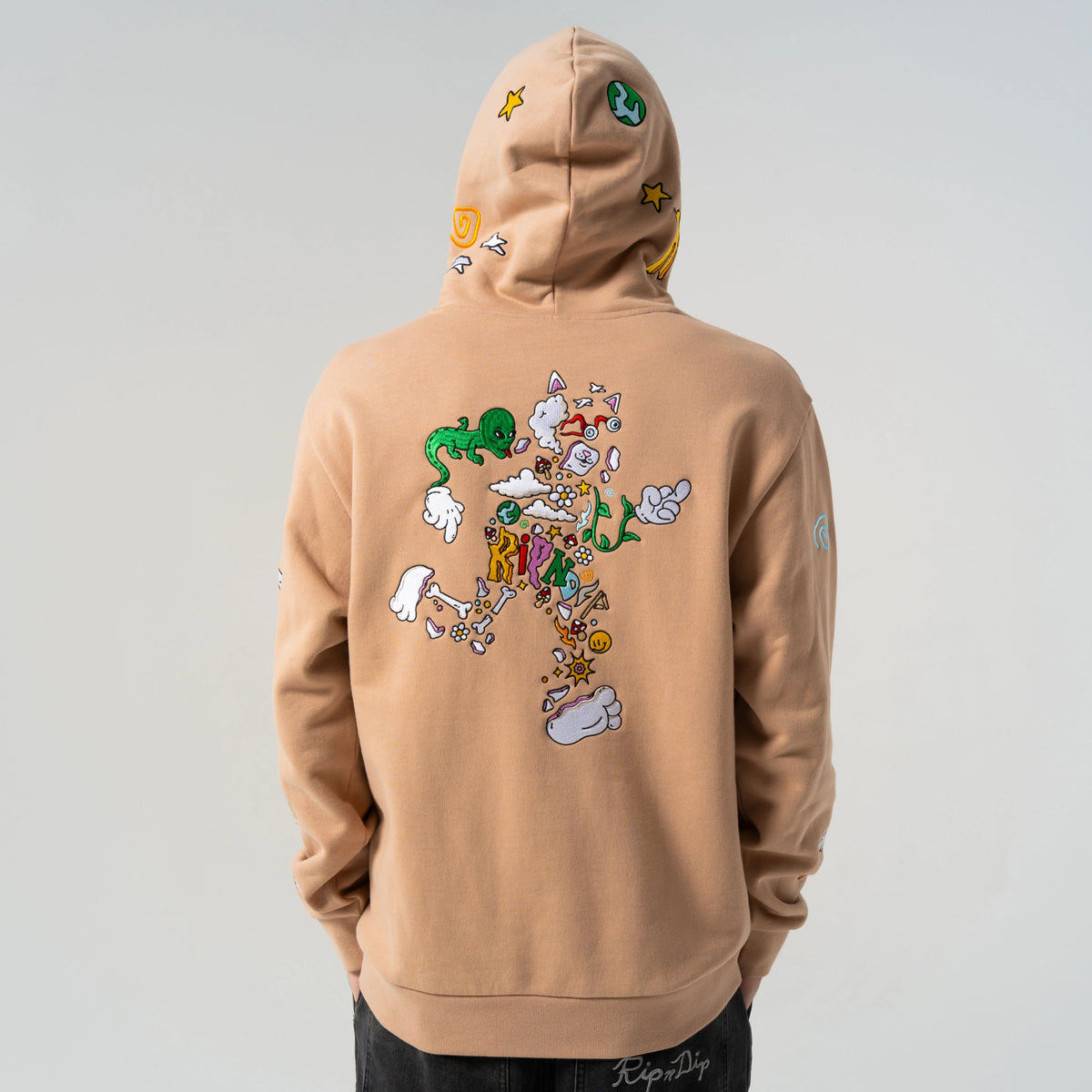 BROKEN DOWN HOODIE ( ALMOND ) - RIPNDIP