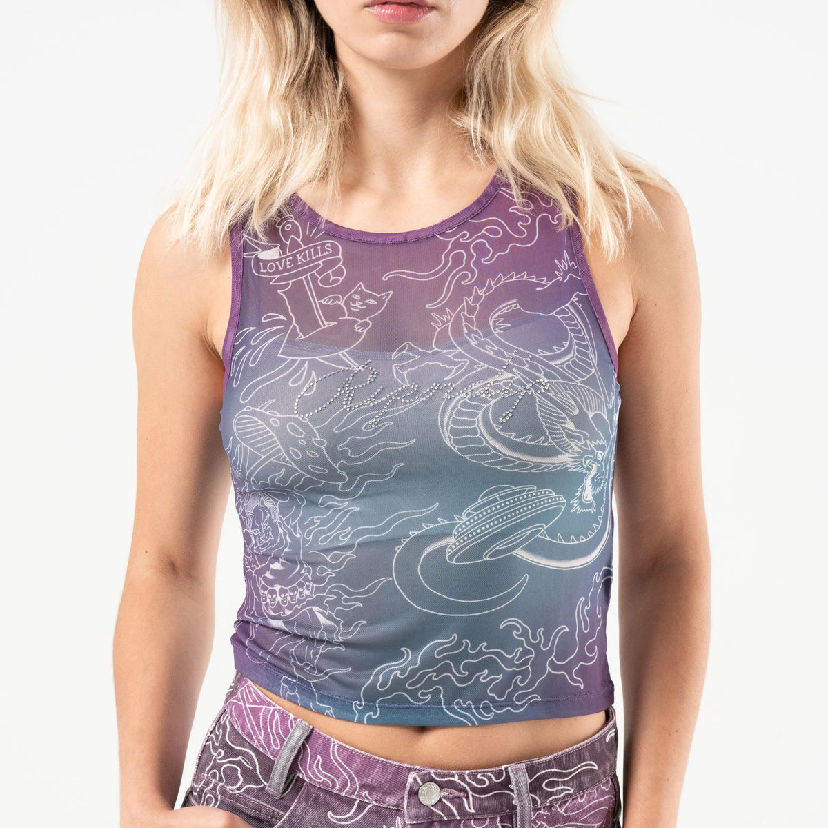 TRACE MESH CROPPED TANK ( MULTI ) - RIPNDIP